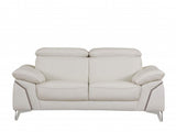 Two Piece Indoor White Italian Leather Five Person Seating Set - Homeroots - Flyclothing LLC