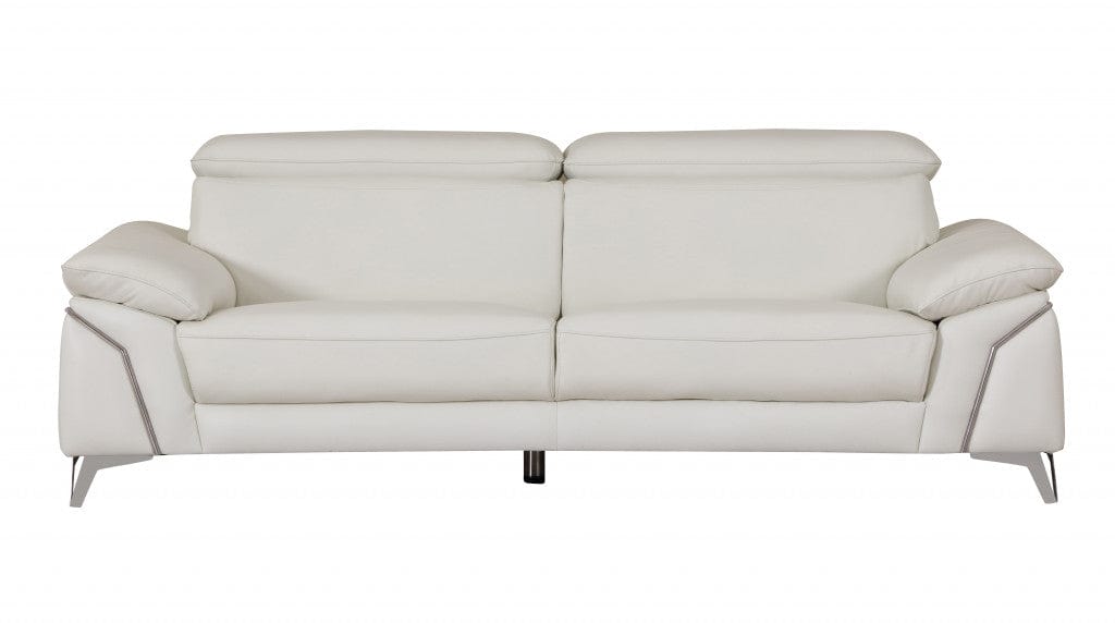 Two Piece Indoor White Italian Leather Five Person Seating Set - Homeroots