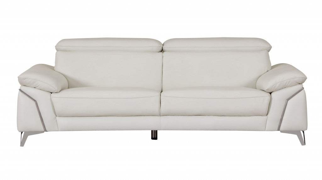 Two Piece Indoor White Italian Leather Five Person Seating Set - Homeroots - Flyclothing LLC