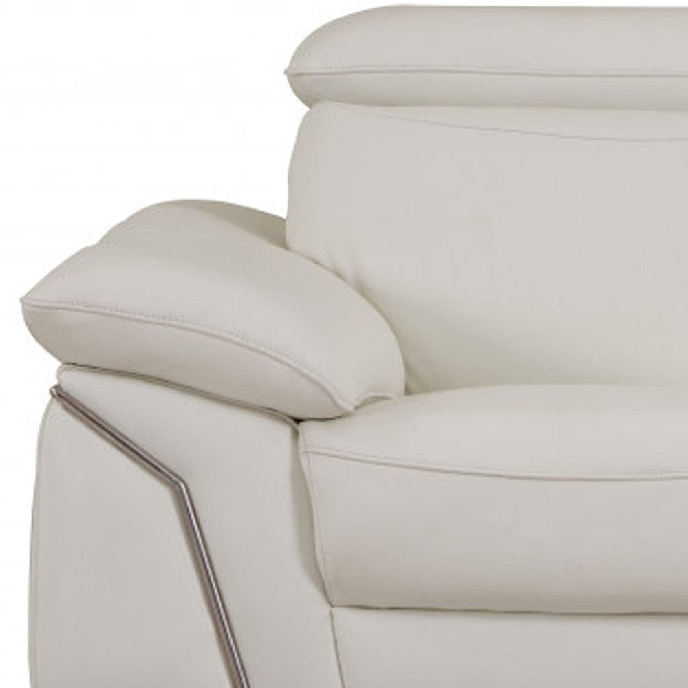 Two Piece Indoor White Italian Leather Five Person Seating Set - Homeroots