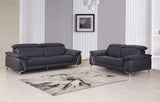 Two Piece Indoor Blue Italian Leather Five Person Seating Set - Homeroots - Flyclothing LLC