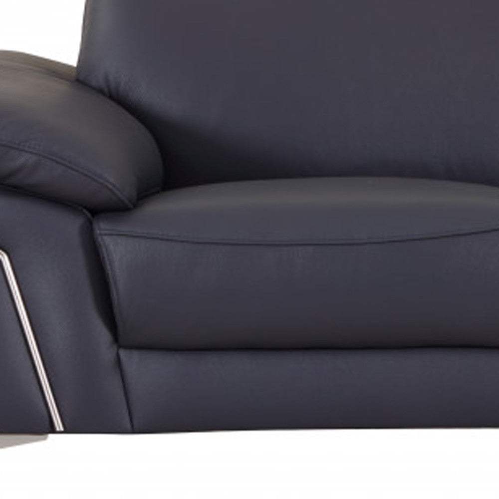 Two Piece Indoor Blue Italian Leather Five Person Seating Set - Homeroots - Flyclothing LLC
