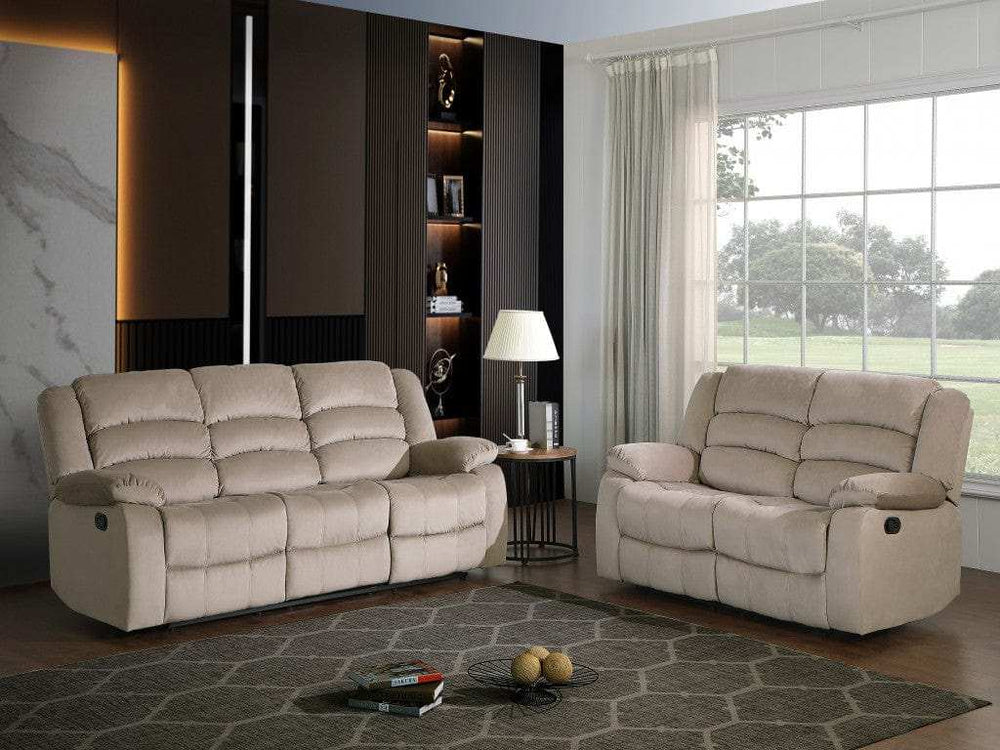 Two Piece Indoor Beige Microsuede Five Person Seating Set - Homeroots - Flyclothing LLC