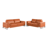 Two Piece Indoor Camel Italian Leather Five Person Seating Set - Homeroots - Flyclothing LLC
