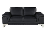 Two Piece Indoor Black Italian Leather Five Person Seating Set - Homeroots - Flyclothing LLC