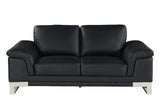 Two Piece Indoor Black Italian Leather Five Person Seating Set - Homeroots - Flyclothing LLC
