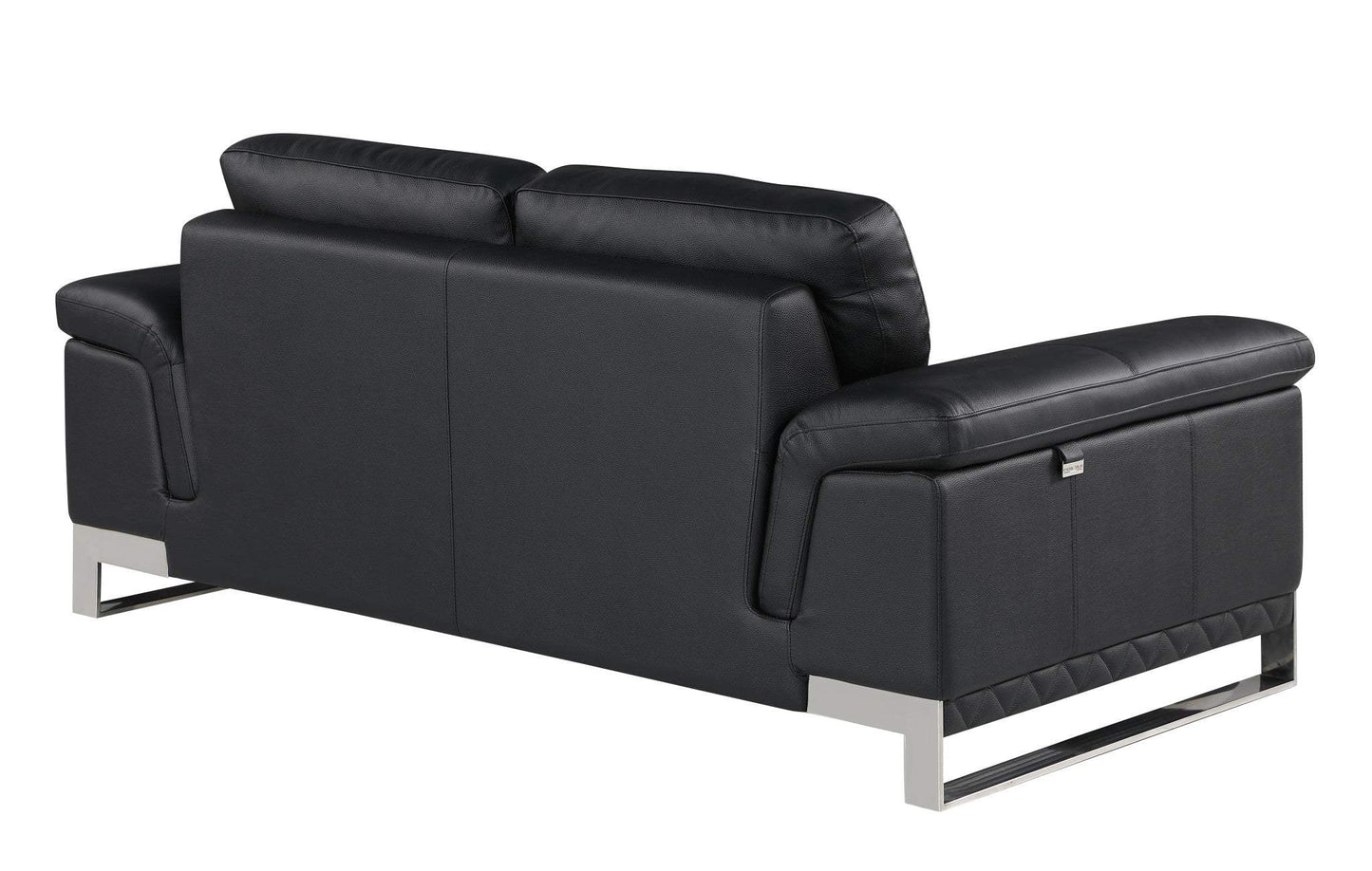 Two Piece Indoor Black Italian Leather Five Person Seating Set - Homeroots - Flyclothing LLC