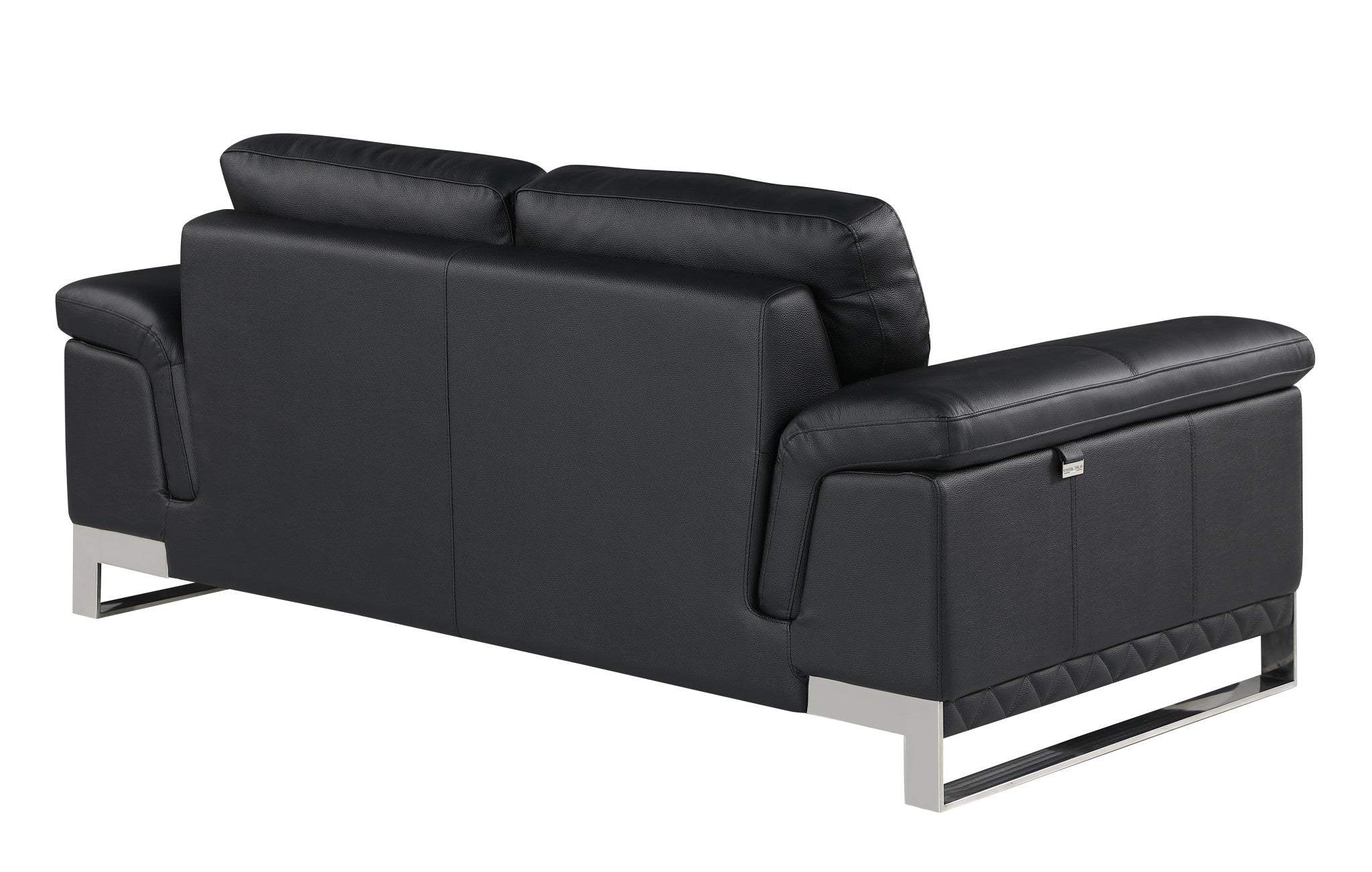 Two Piece Indoor Black Italian Leather Five Person Seating Set - Homeroots - Flyclothing LLC