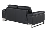 Two Piece Indoor Black Italian Leather Five Person Seating Set - Homeroots