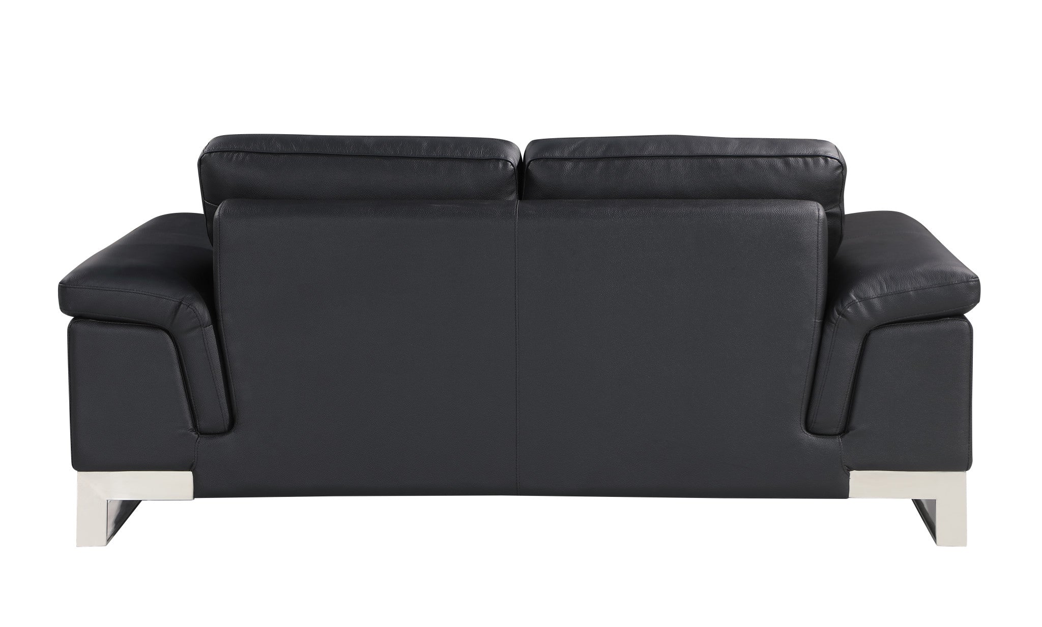 Two Piece Indoor Black Italian Leather Five Person Seating Set - Homeroots