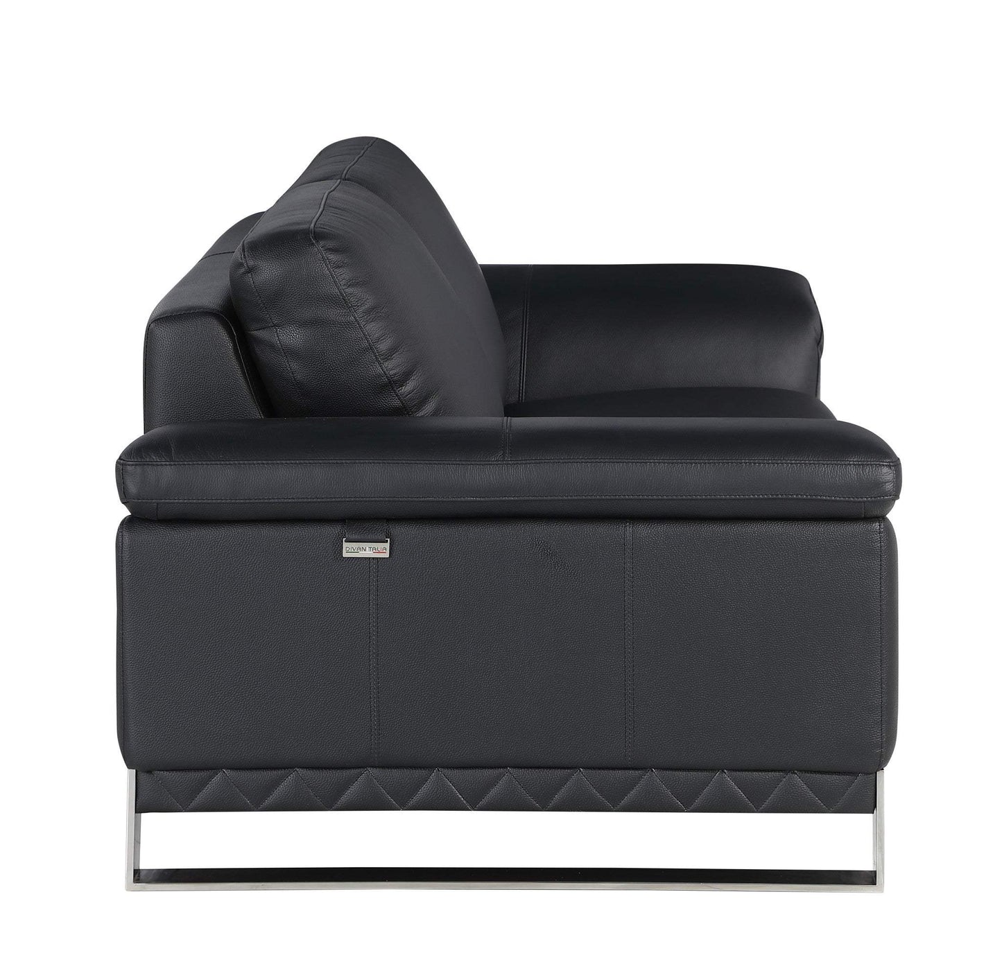 Two Piece Indoor Black Italian Leather Five Person Seating Set - Homeroots - Flyclothing LLC