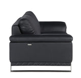 Two Piece Indoor Black Italian Leather Five Person Seating Set - Homeroots - Flyclothing LLC