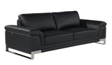 Two Piece Indoor Black Italian Leather Five Person Seating Set - Homeroots