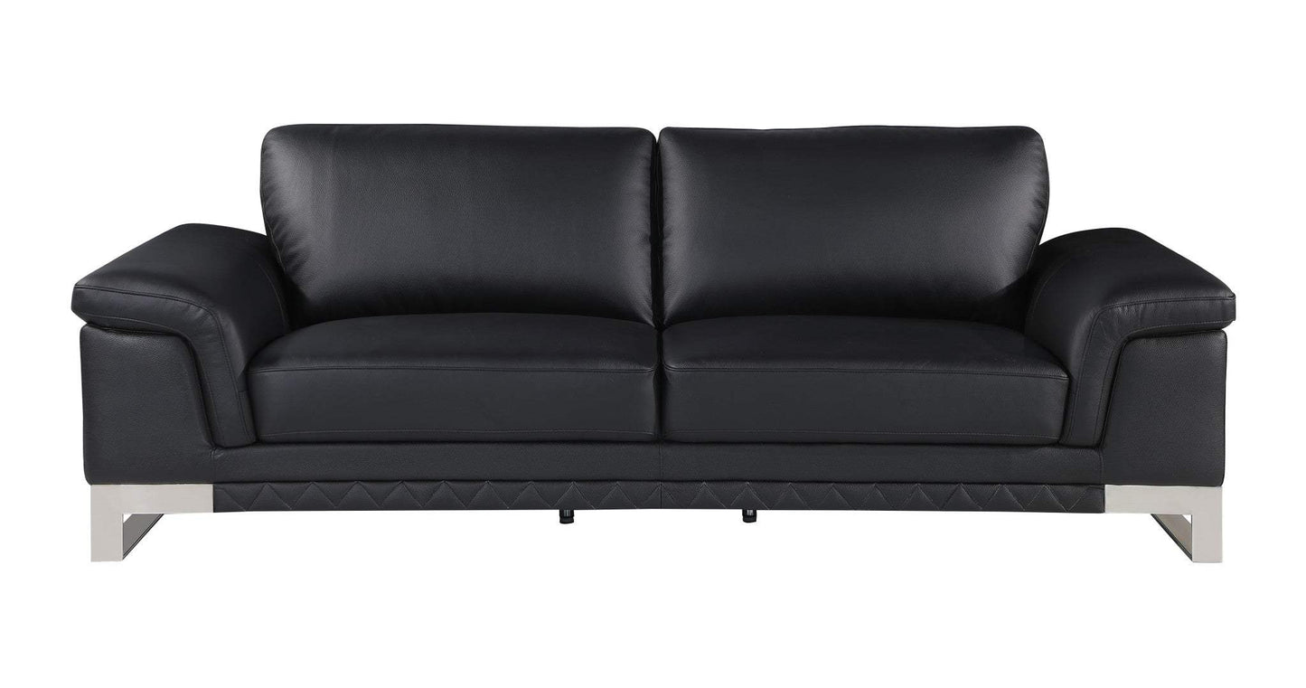 Two Piece Indoor Black Italian Leather Five Person Seating Set - Homeroots - Flyclothing LLC