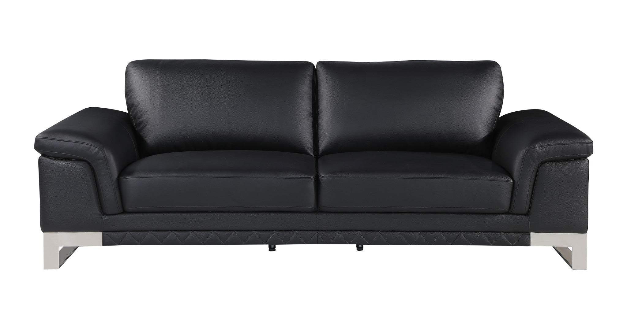 Two Piece Indoor Black Italian Leather Five Person Seating Set - Homeroots - Flyclothing LLC