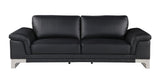Two Piece Indoor Black Italian Leather Five Person Seating Set - Homeroots