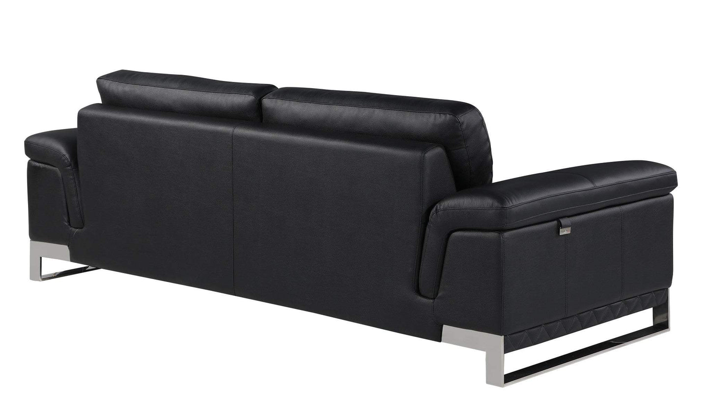 Two Piece Indoor Black Italian Leather Five Person Seating Set - Homeroots - Flyclothing LLC