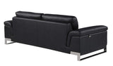 Two Piece Indoor Black Italian Leather Five Person Seating Set - Homeroots - Flyclothing LLC