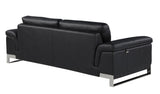 Two Piece Indoor Black Italian Leather Five Person Seating Set - Homeroots