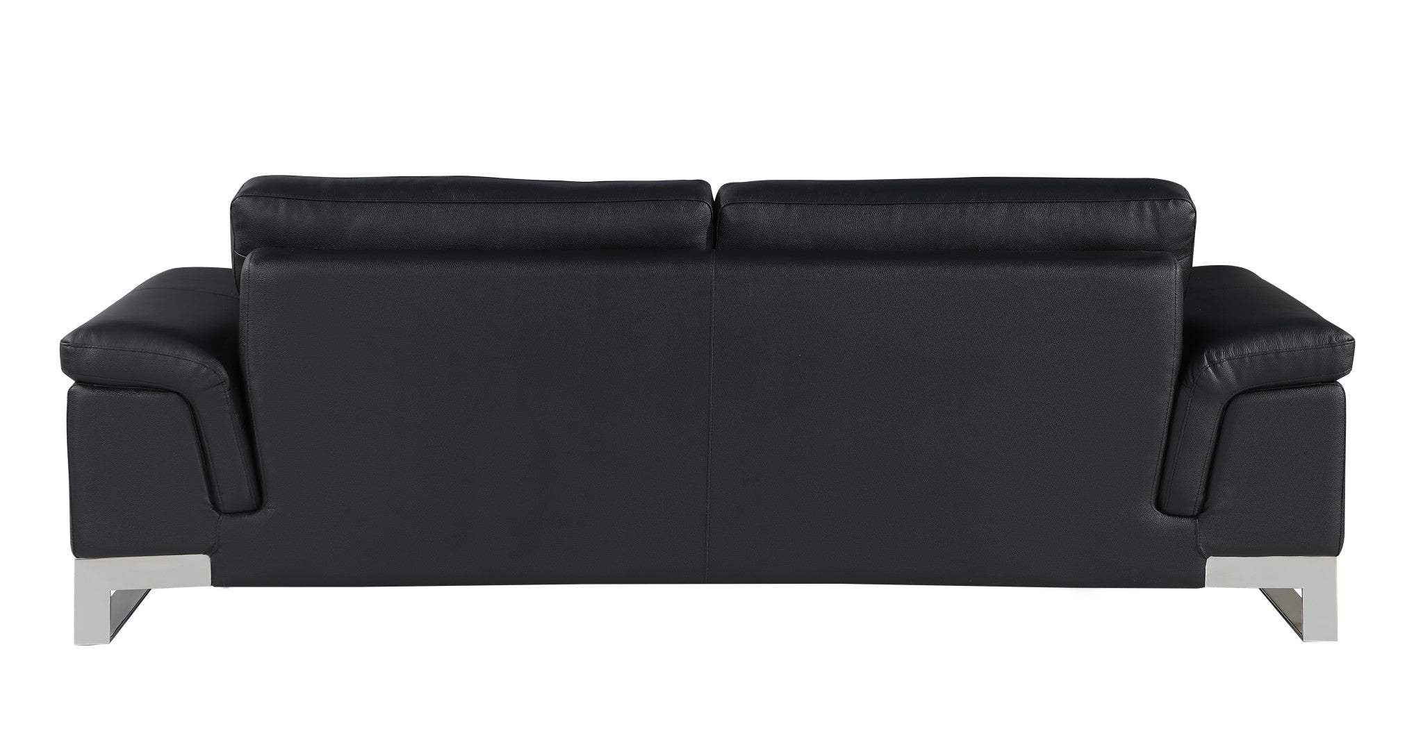 Two Piece Indoor Black Italian Leather Five Person Seating Set - Homeroots - Flyclothing LLC