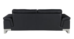 Two Piece Indoor Black Italian Leather Five Person Seating Set