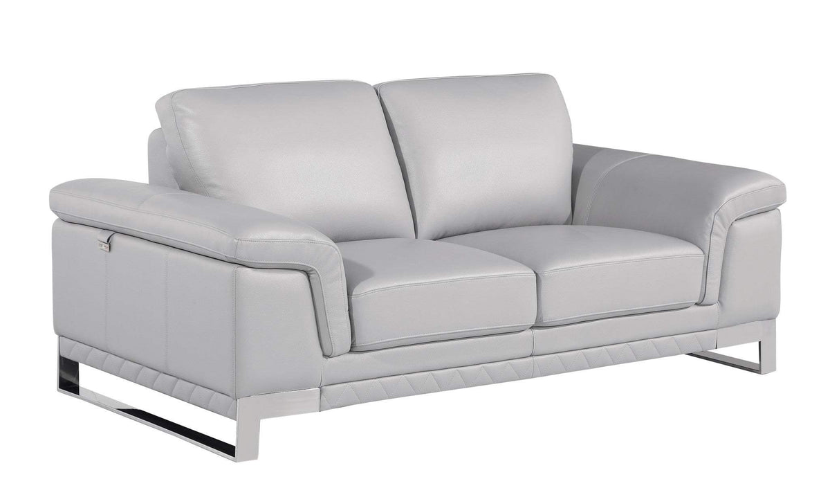 Two Piece Indoor Light Gray Italian Leather Five Person Seating Set - Homeroots - Flyclothing LLC