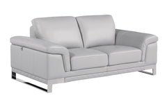 Two Piece Indoor Light Gray Italian Leather Five Person Seating Set - Homeroots