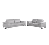 Two Piece Indoor Light Gray Italian Leather Five Person Seating Set - Homeroots - Flyclothing LLC