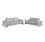Two Piece Indoor Light Gray Italian Leather Five Person Seating Set - Homeroots