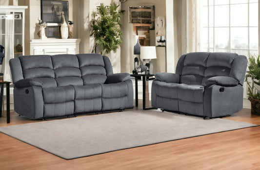 Two Piece Indoor Gray Microsuede Five Person Seating Set - Homeroots