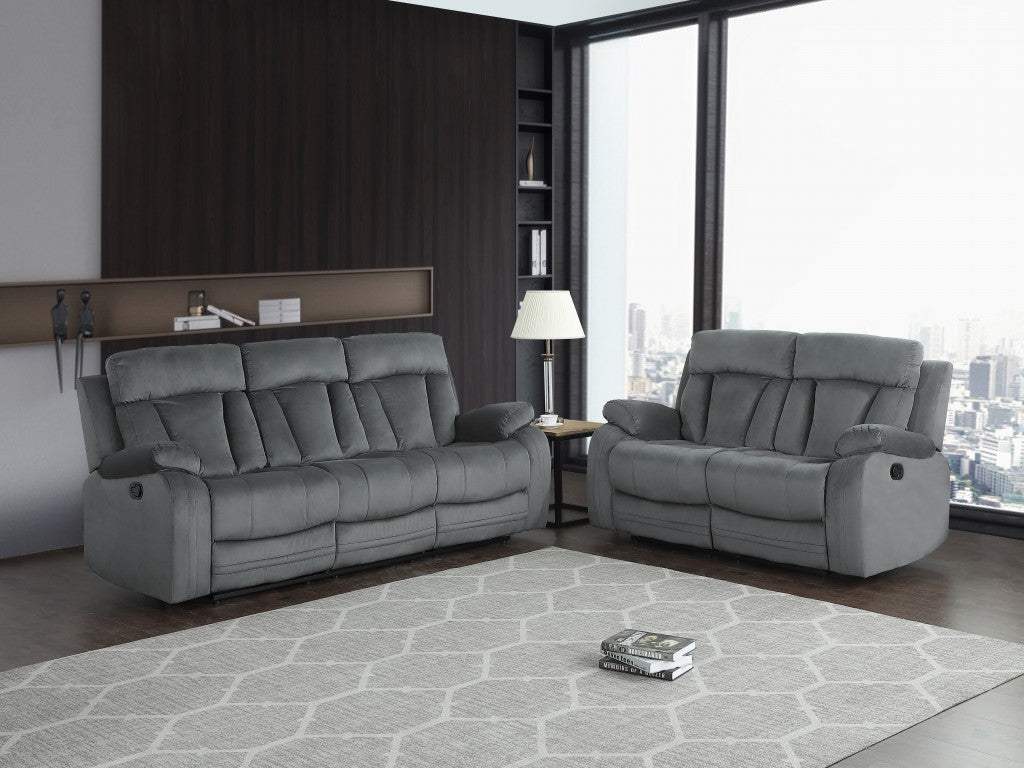 Two Piece Indoor Gray Microsuede Five Person Seating Set - Homeroots - Flyclothing LLC