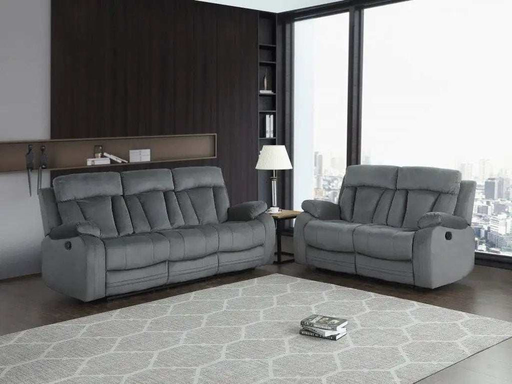 Two Piece Indoor Gray Microsuede Five Person Seating Set - Homeroots - Flyclothing LLC