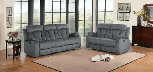 Two Piece Indoor Gray Microsuede Five Person Seating Set - Homeroots