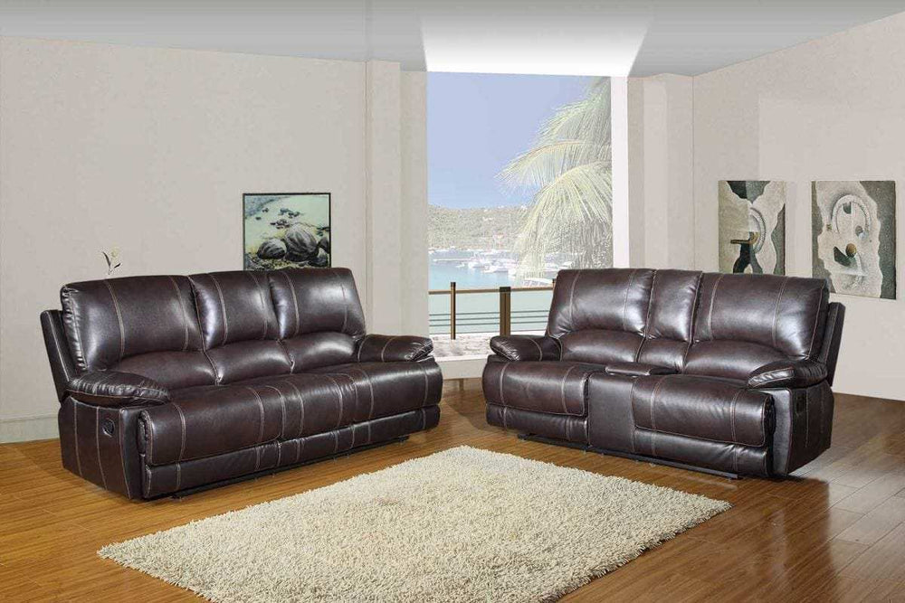 Two Piece Indoor Brown Faux Leather Five Person Seating Set - Homeroots - Flyclothing LLC