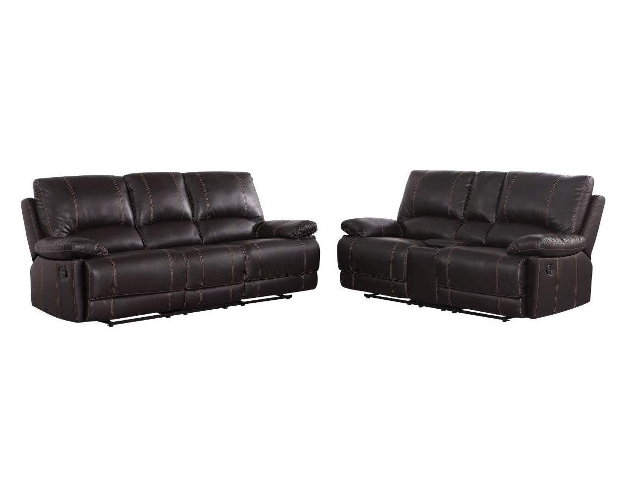 Two Piece Indoor Brown Faux Leather Five Person Seating Set - Homeroots - Flyclothing LLC