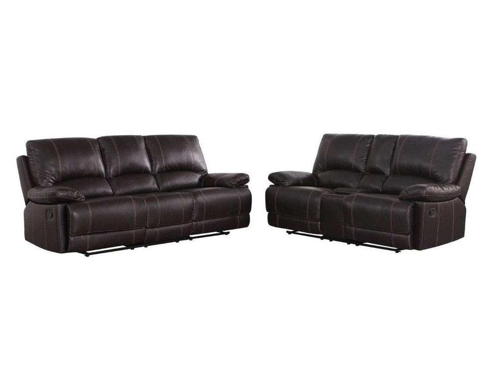 Two Piece Indoor Brown Faux Leather Five Person Seating Set - Homeroots