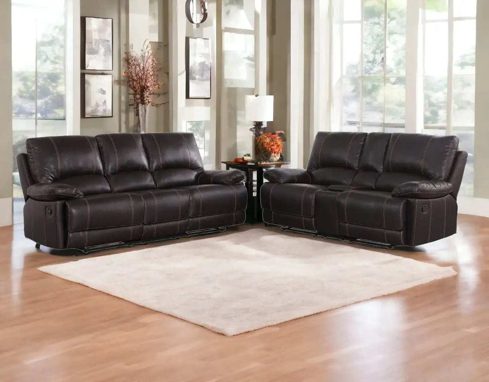 Two Piece Indoor Brown Faux Leather Five Person Seating Set - Homeroots - Flyclothing LLC
