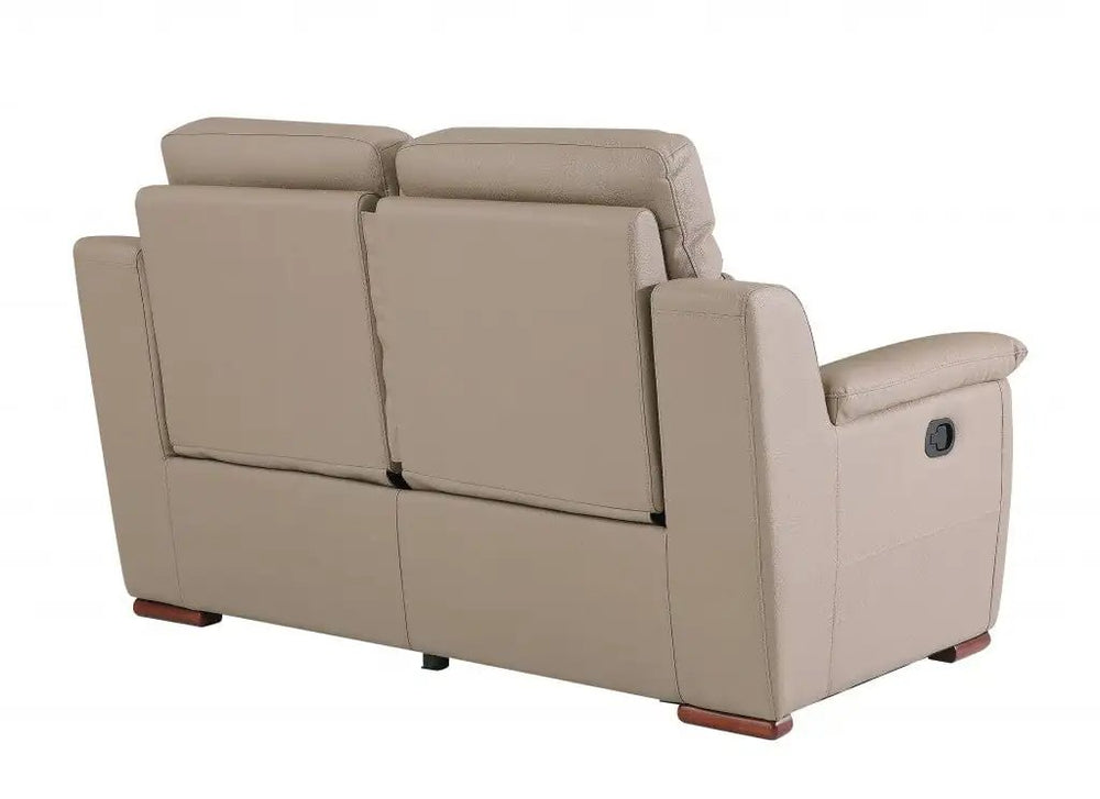 67" Beige And Brown Faux Leather Manual Reclining Loveseat - Homeroots - Flyclothing LLC