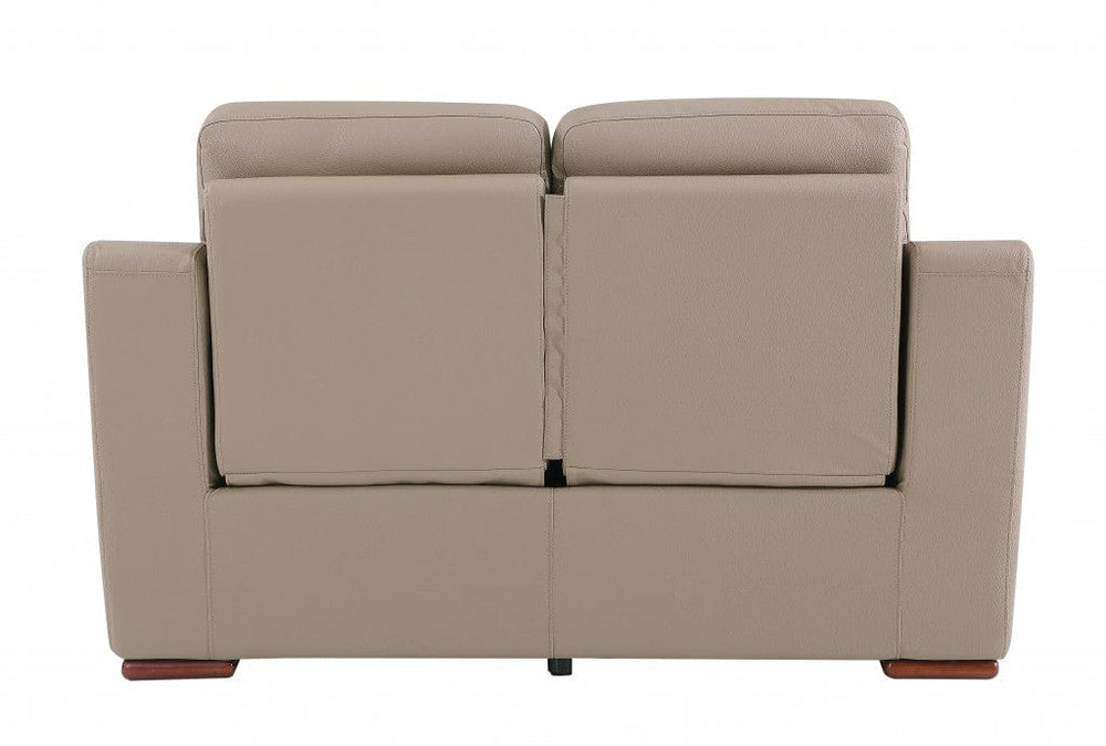 67" Beige And Brown Faux Leather Manual Reclining Loveseat - Homeroots - Flyclothing LLC