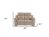 67" Beige And Brown Faux Leather Manual Reclining Loveseat - Homeroots - Flyclothing LLC