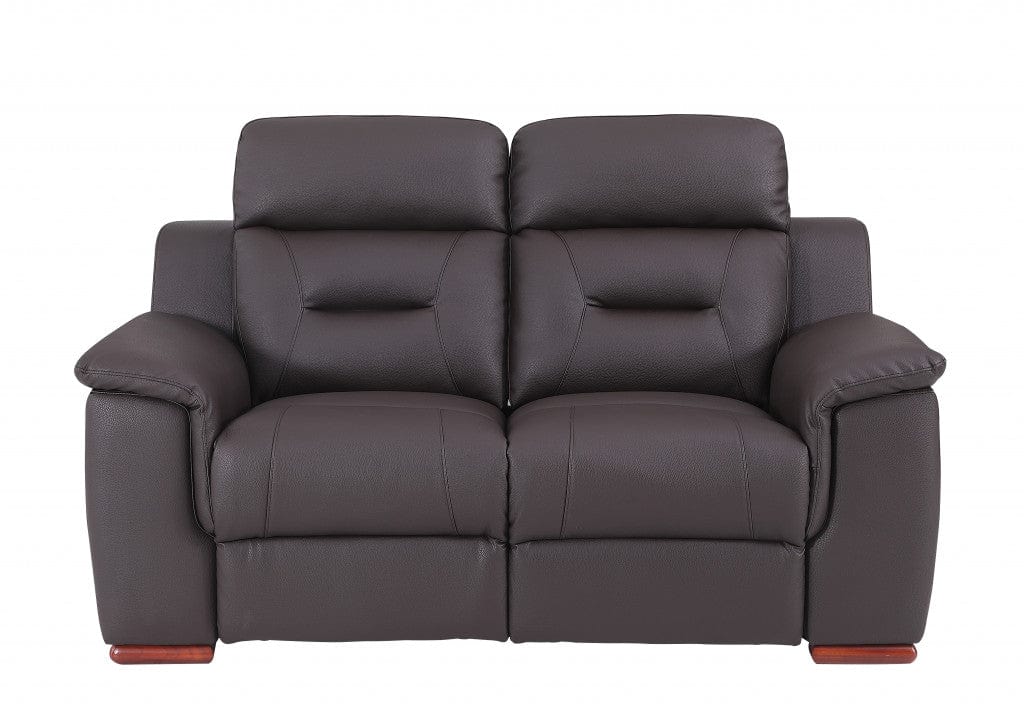 67" Brown Faux Leather Manual Reclining Loveseat - Homeroots - Flyclothing LLC