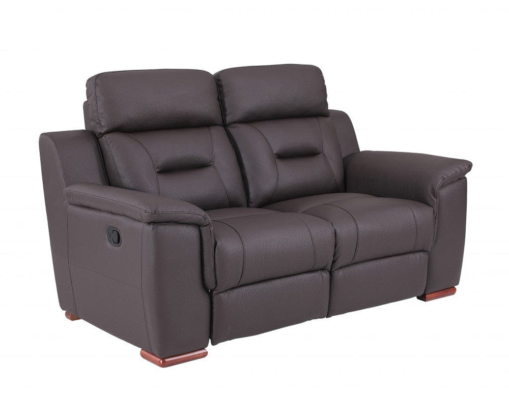 67" Brown Faux Leather Manual Reclining Loveseat - Homeroots - Flyclothing LLC