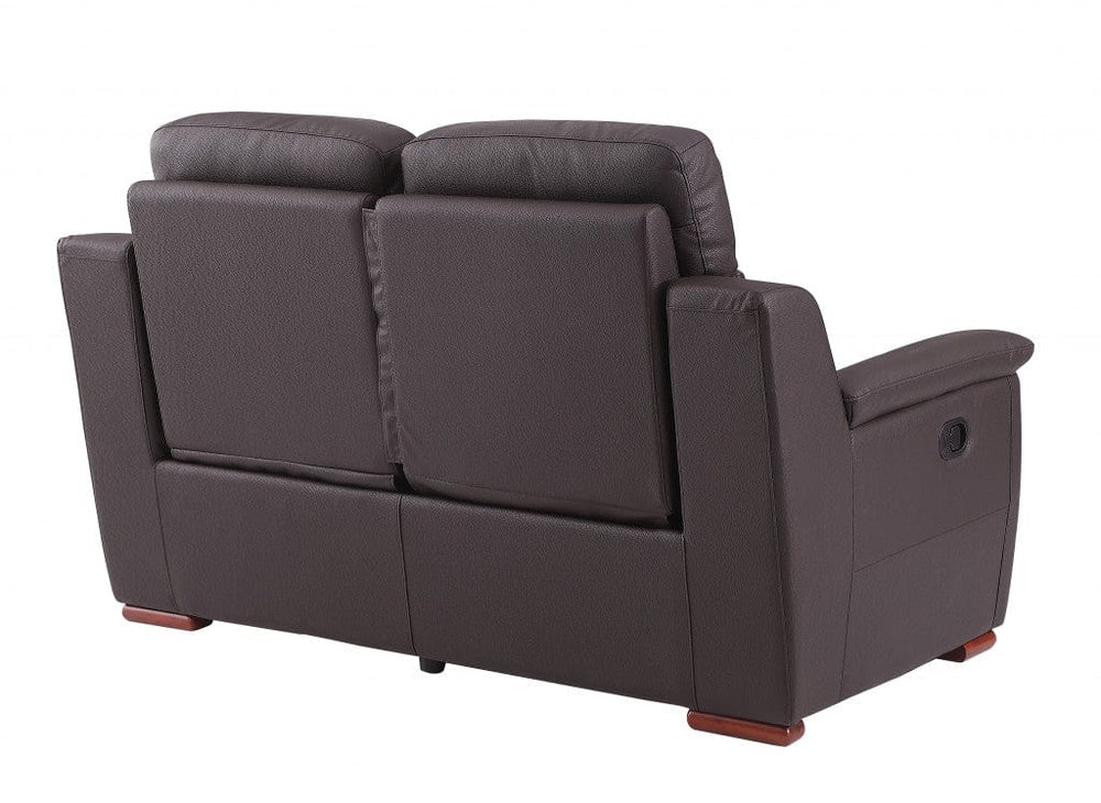 67" Brown Faux Leather Manual Reclining Loveseat - Homeroots - Flyclothing LLC