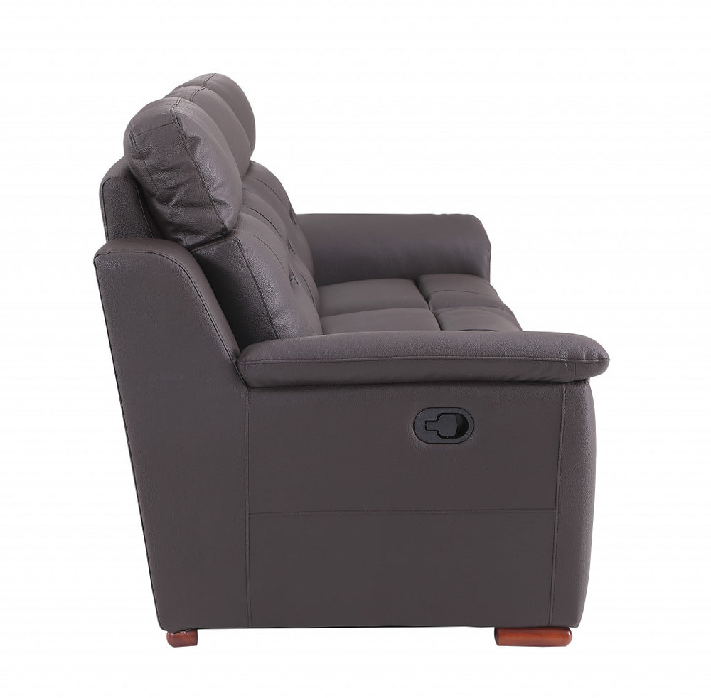 67" Brown Faux Leather Manual Reclining Loveseat - Homeroots - Flyclothing LLC