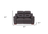 67" Brown Faux Leather Manual Reclining Loveseat - Homeroots - Flyclothing LLC