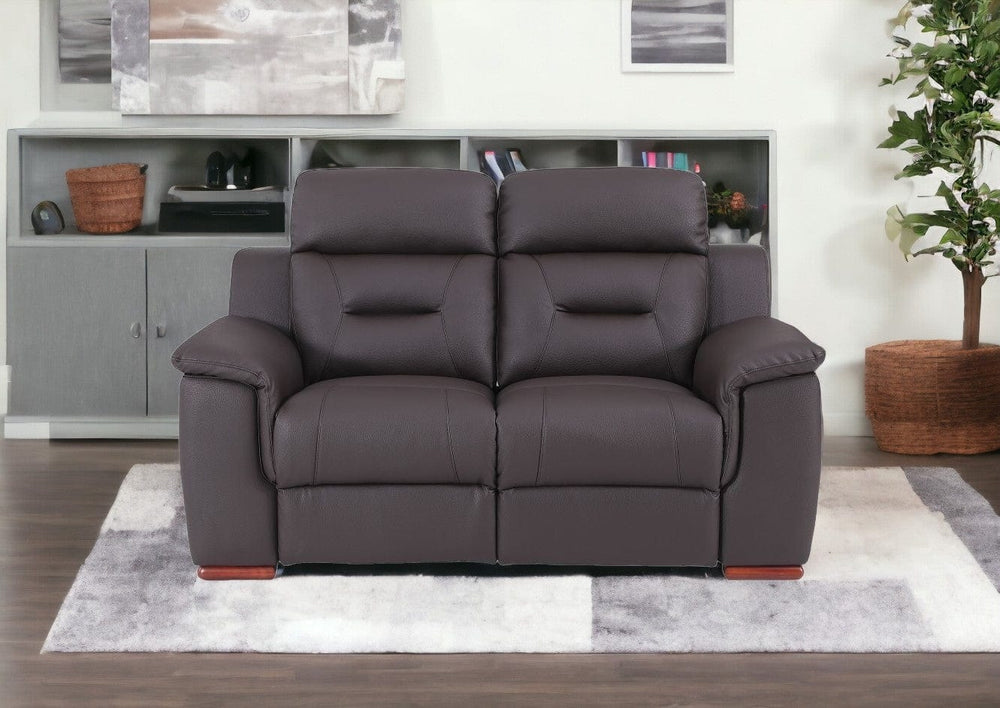 67" Brown Faux Leather Manual Reclining Loveseat - Homeroots - Flyclothing LLC