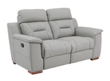 67" Gray And Brown Faux Leather Manual Reclining Loveseat - Homeroots