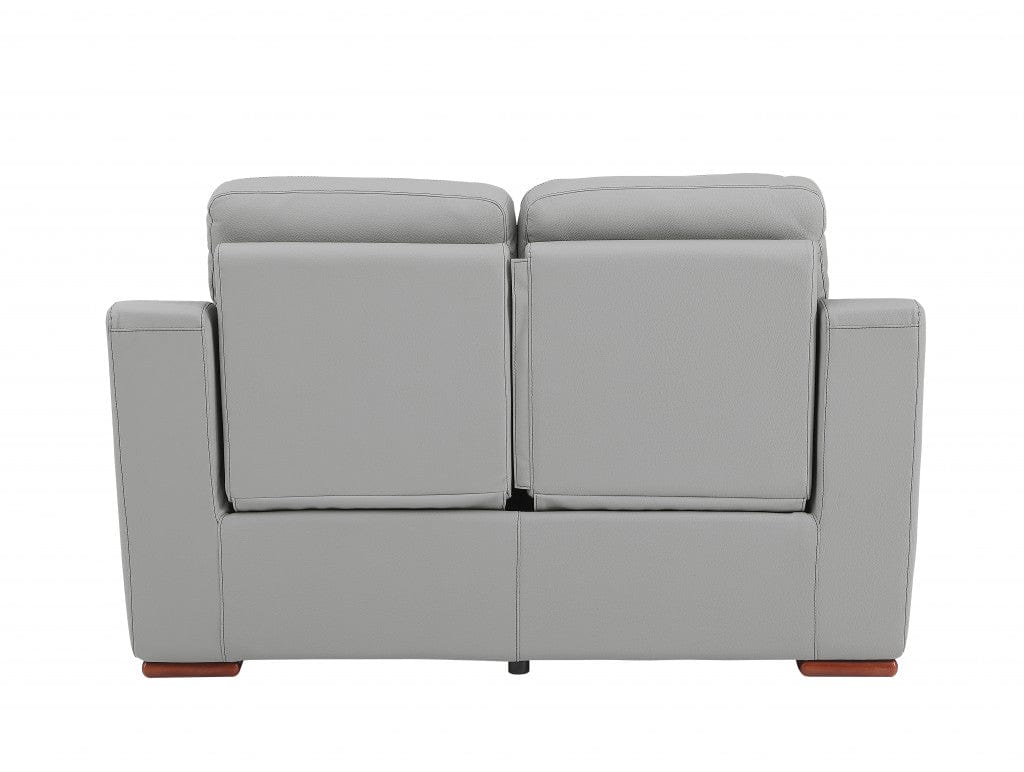 67" Gray And Brown Faux Leather Manual Reclining Loveseat - Homeroots - Flyclothing LLC