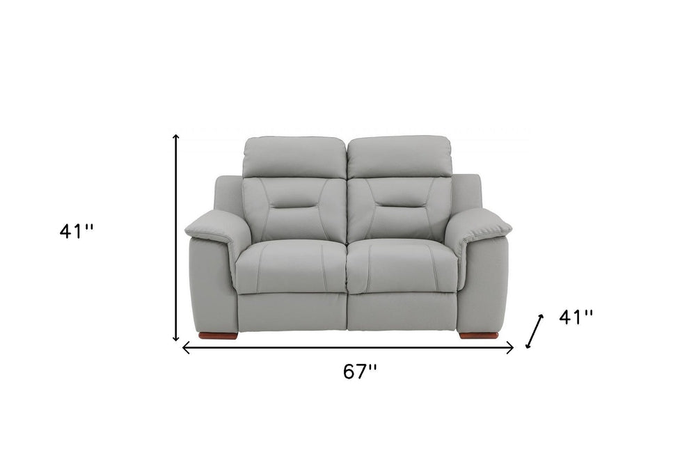 67" Gray And Brown Faux Leather Manual Reclining Loveseat - Homeroots - Flyclothing LLC