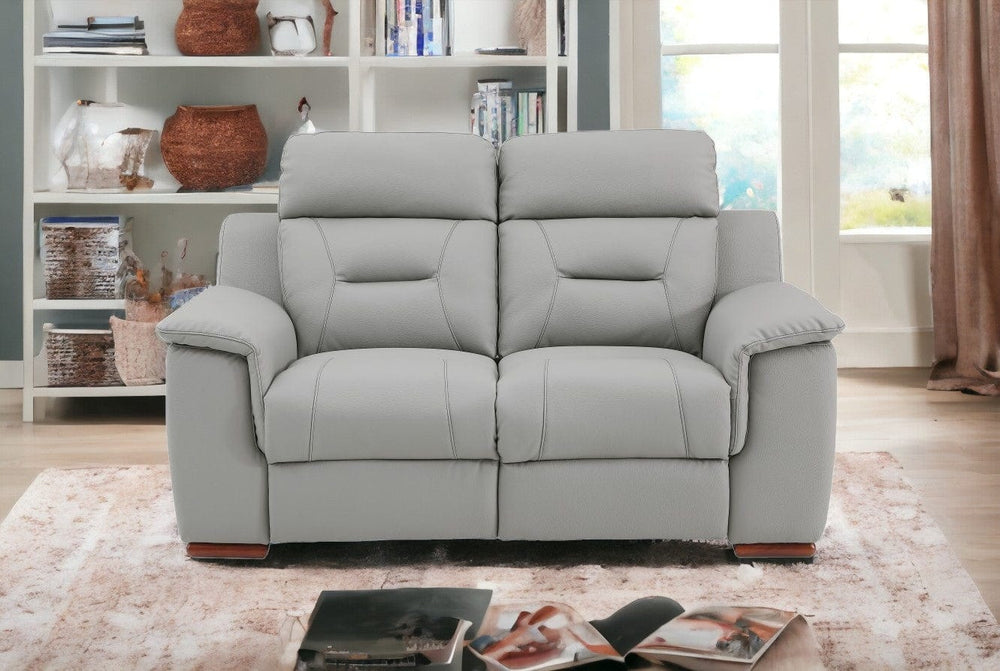 67" Gray And Brown Faux Leather Manual Reclining Loveseat - Homeroots - Flyclothing LLC